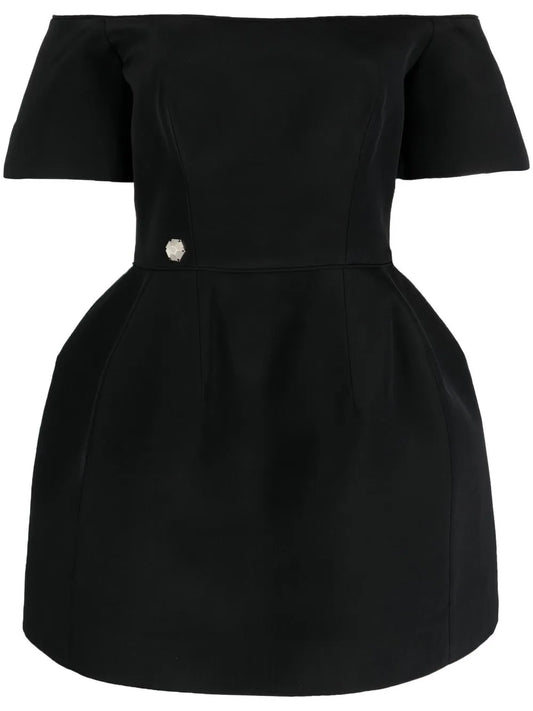 Off-Shoulder Silk Mini Dress