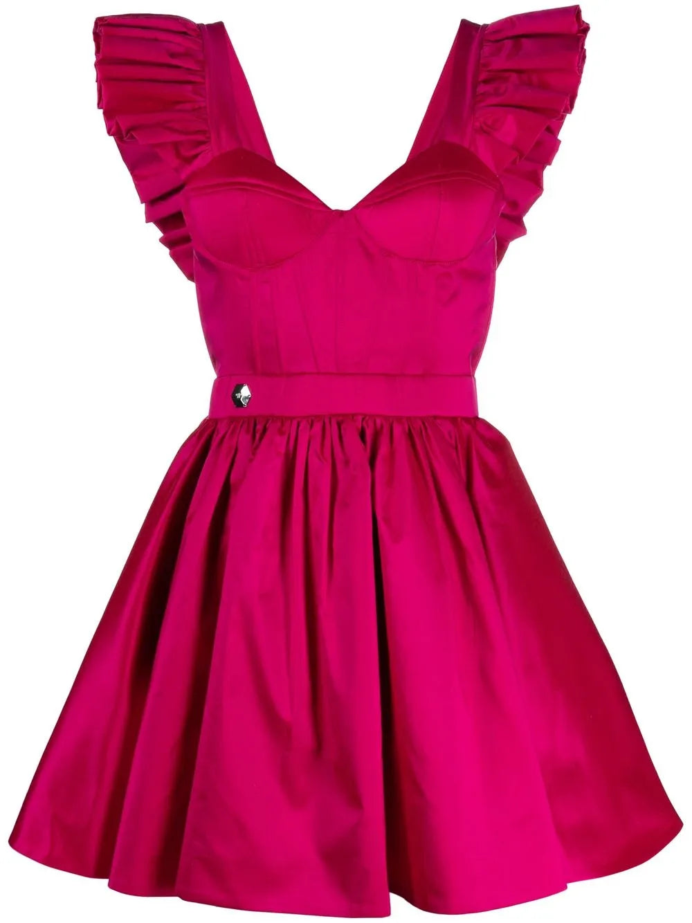 Ruffled-Sleeve Silk Mini Dress