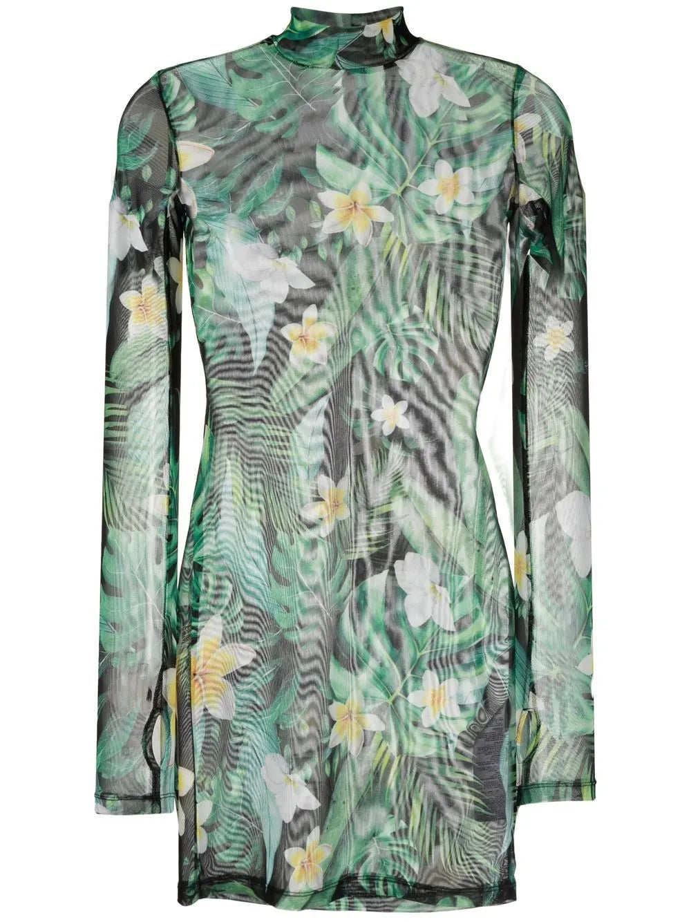 Graphic-Print Long-Sleeve Mini Dress
