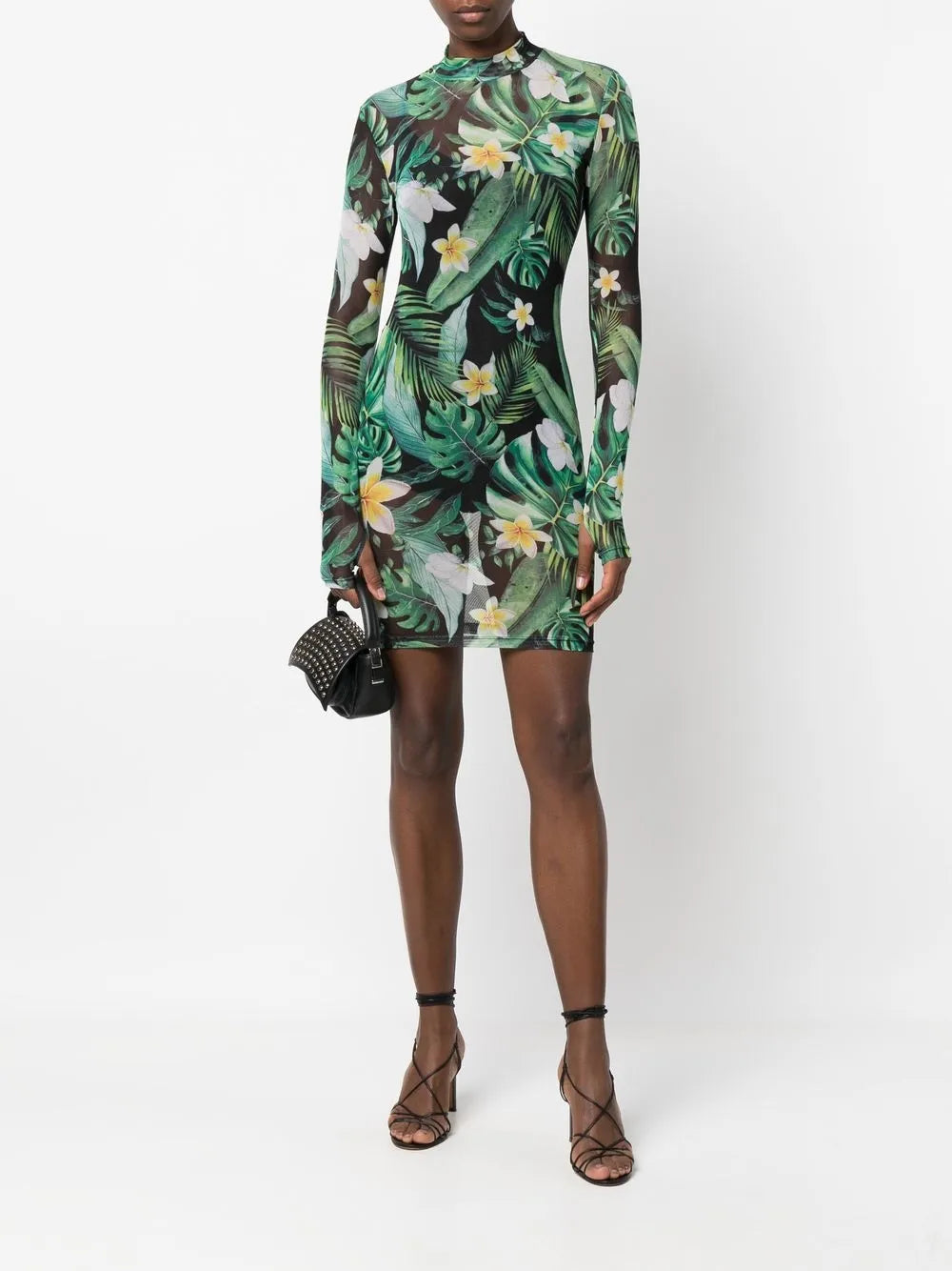 Graphic-Print Long-Sleeve Mini Dress