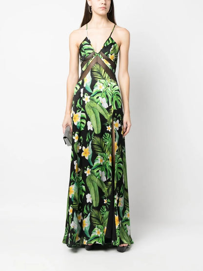 Hawaii Printed Silk Maxi Dress