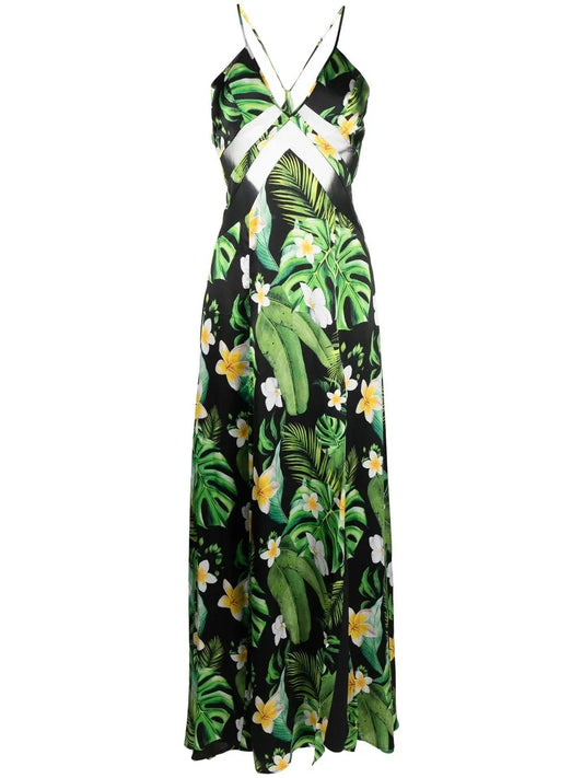 Hawaii Printed Silk Maxi Dress