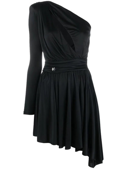 Pleated One-Shoulder Dress
