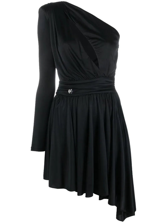 Pleated One-Shoulder Dress