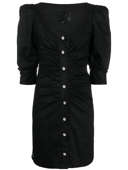 Crystal-Embellished Ruched Mini Dress