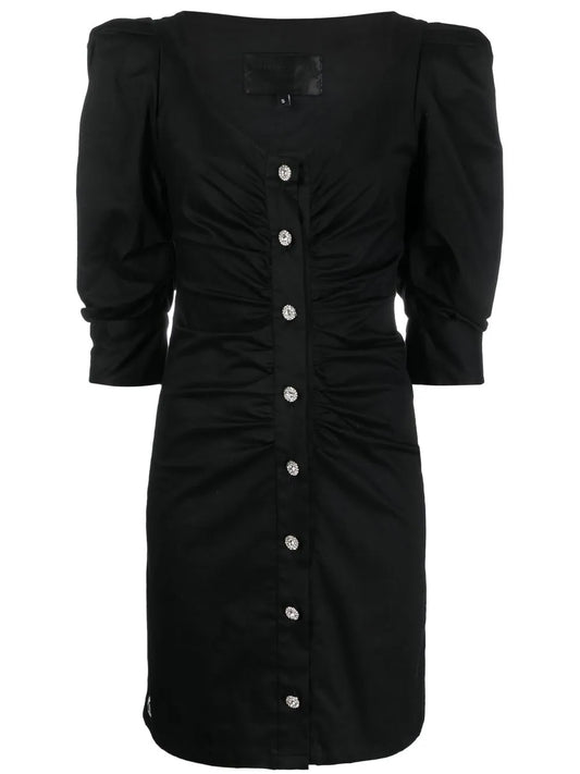 Crystal-Embellished Ruched Mini Dress