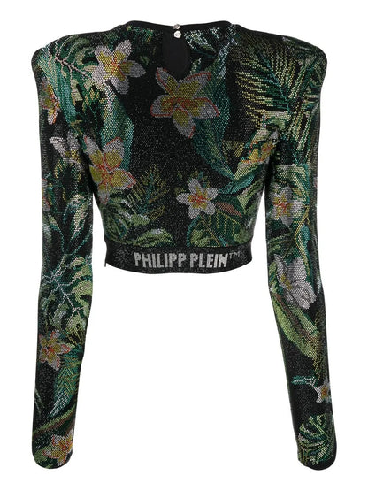Crystal-Embellished Long-Sleeved Top