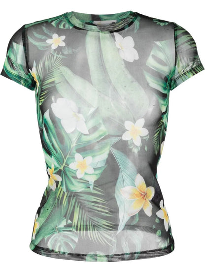 Sheer Graphic-Print T-Shirt