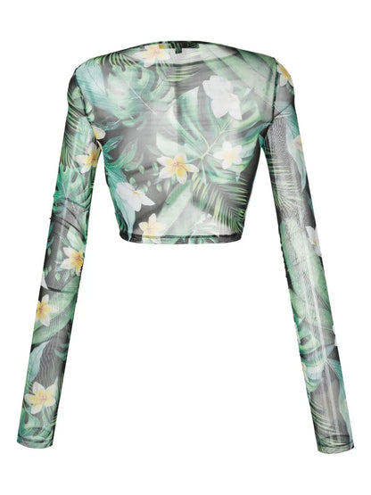 Hawaii-Print Cropped Top