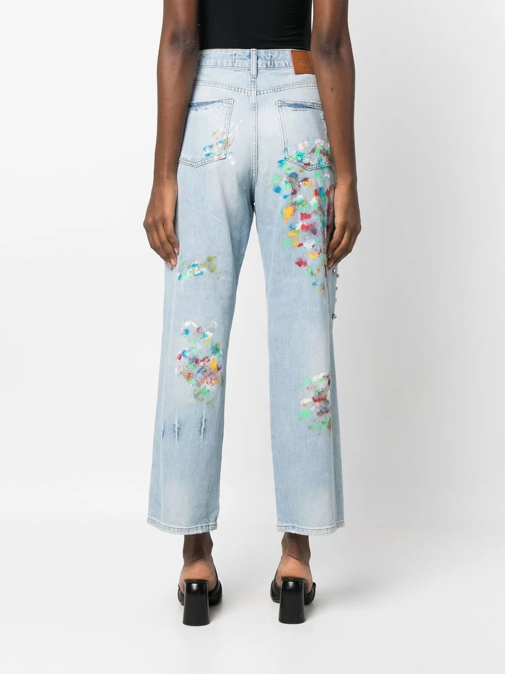 Cropped Rhinestone-Embellished Jeans