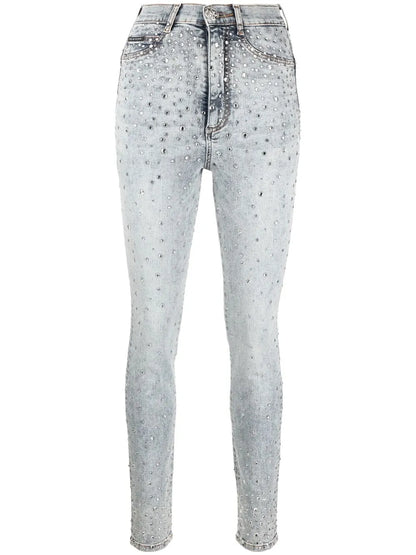 Rhinestone-Embellished Skinny Jeans