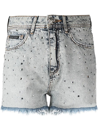 Logo-Patch Crystal-Embellished Shorts