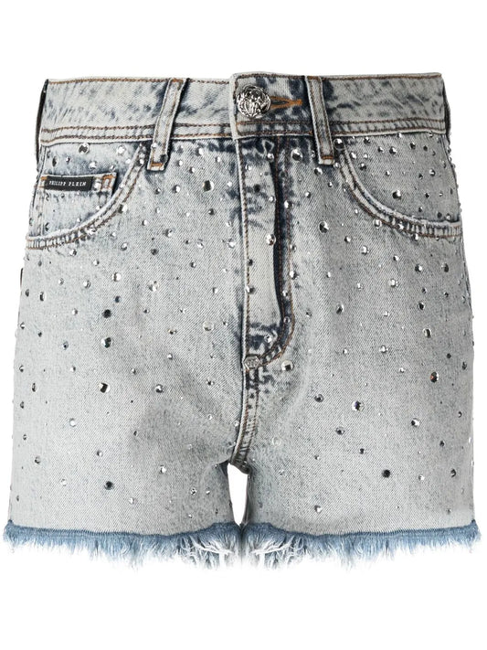 Logo-Patch Crystal-Embellished Shorts