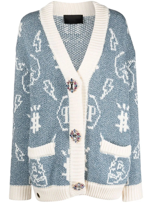 Intarsia-Knit Logo Cardigan