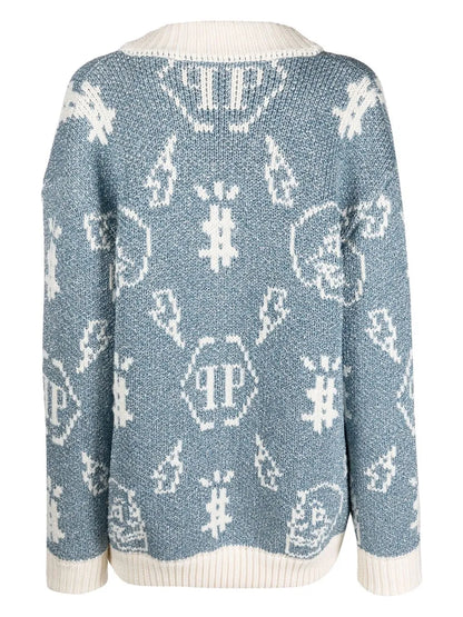 Intarsia-Knit Logo Cardigan