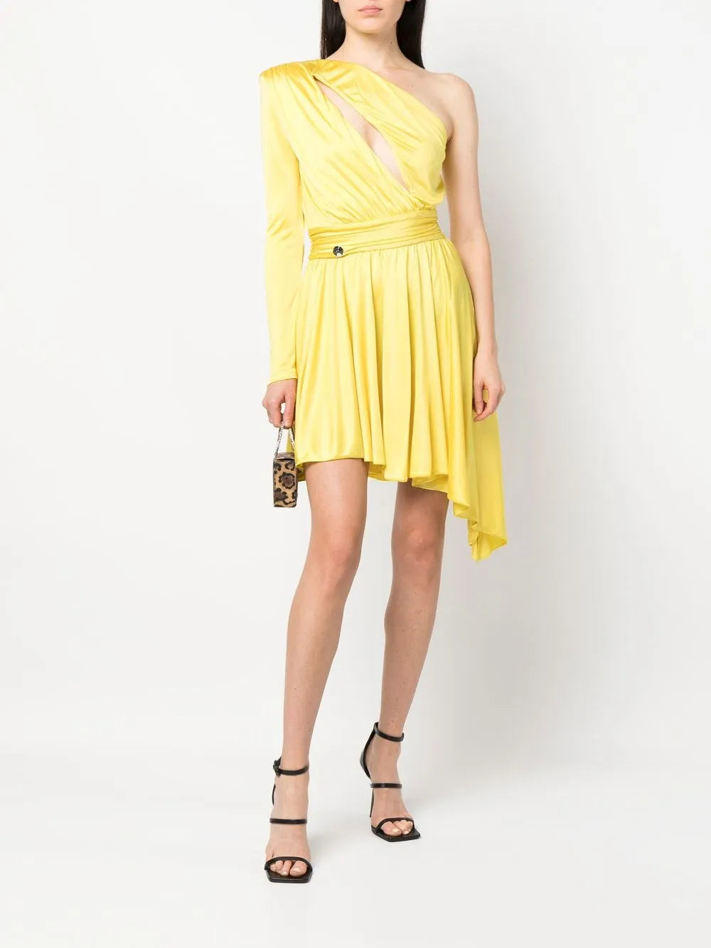 Pleated One-Shoulder Dress