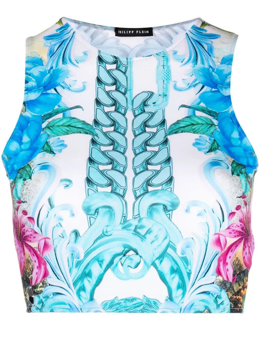 Hawaii-Print Cropped Top