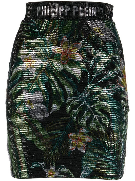 Crystal-Embellished Mini Skirt
