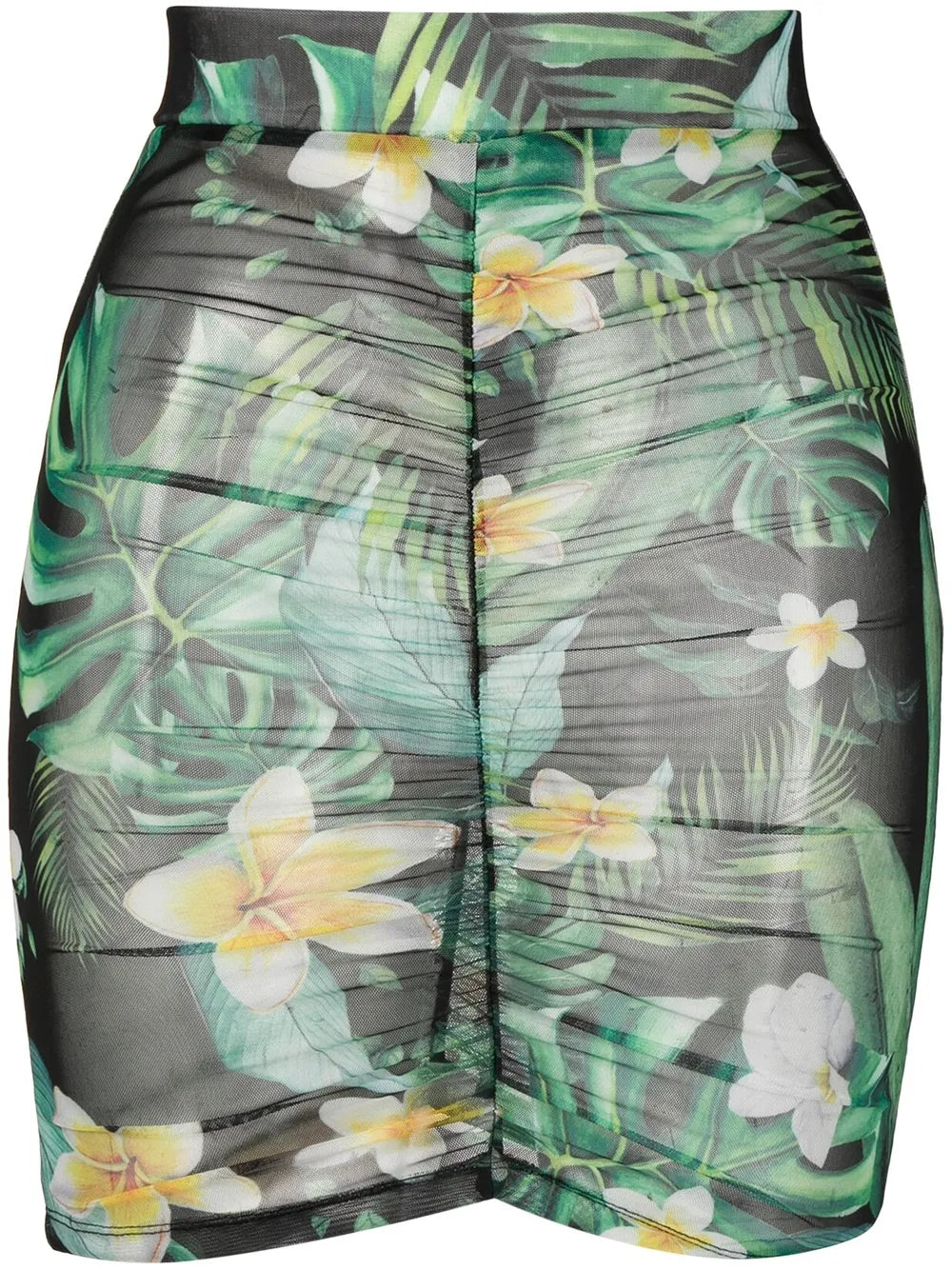Graphic-Print Ruched Skirt