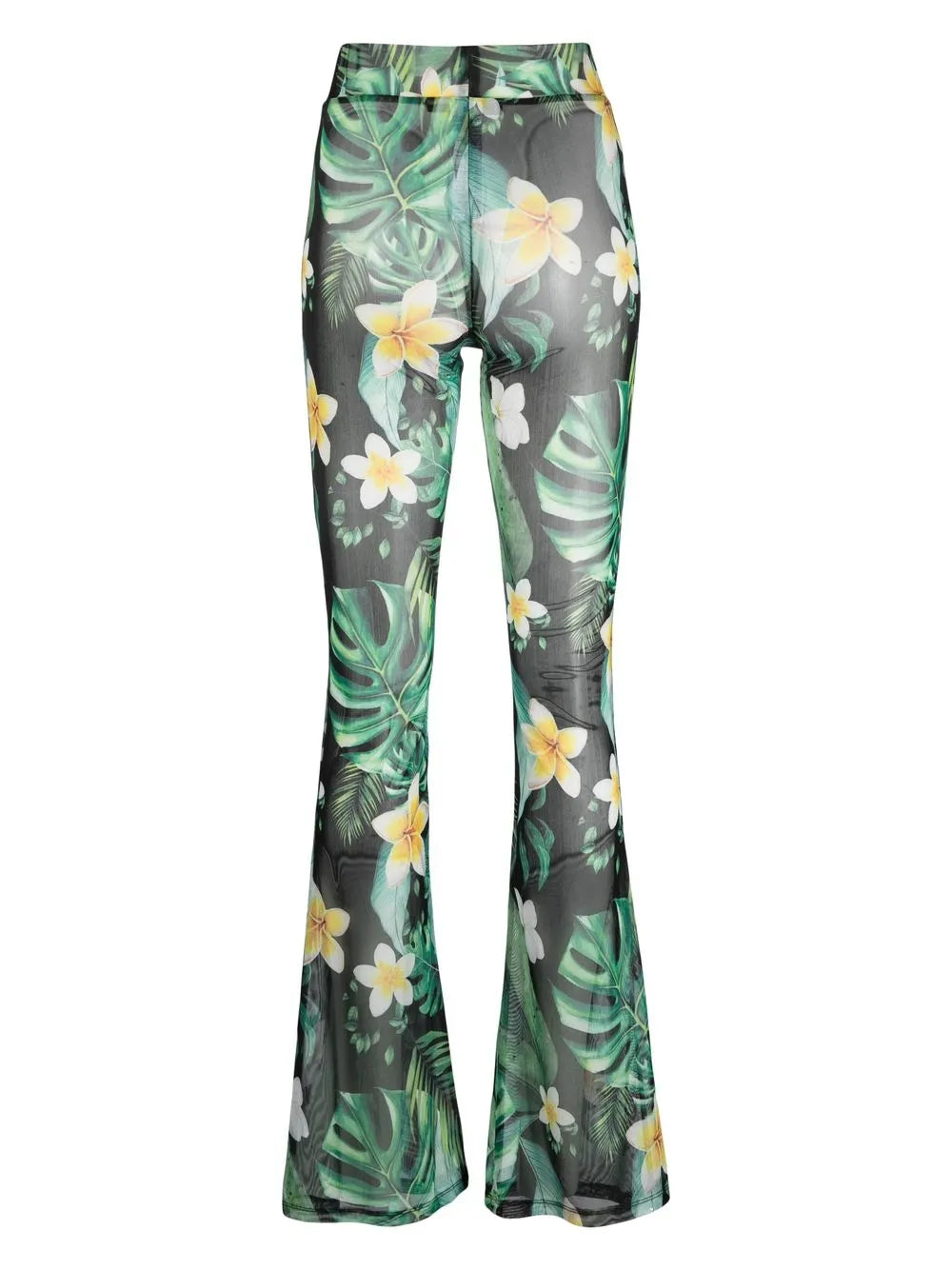 Hawaii-Print Flared Trousers