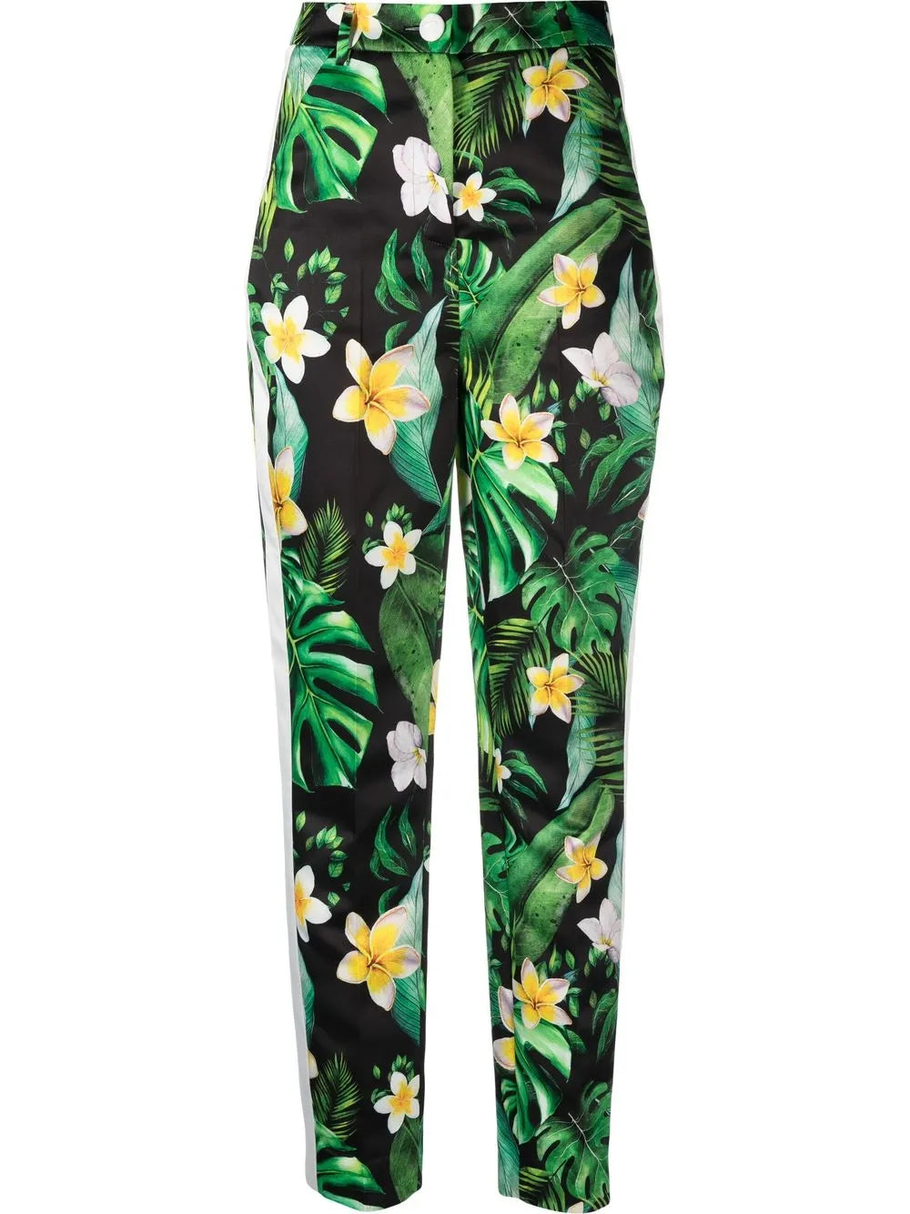 Hawaii-Print High-Waisted Trousers
