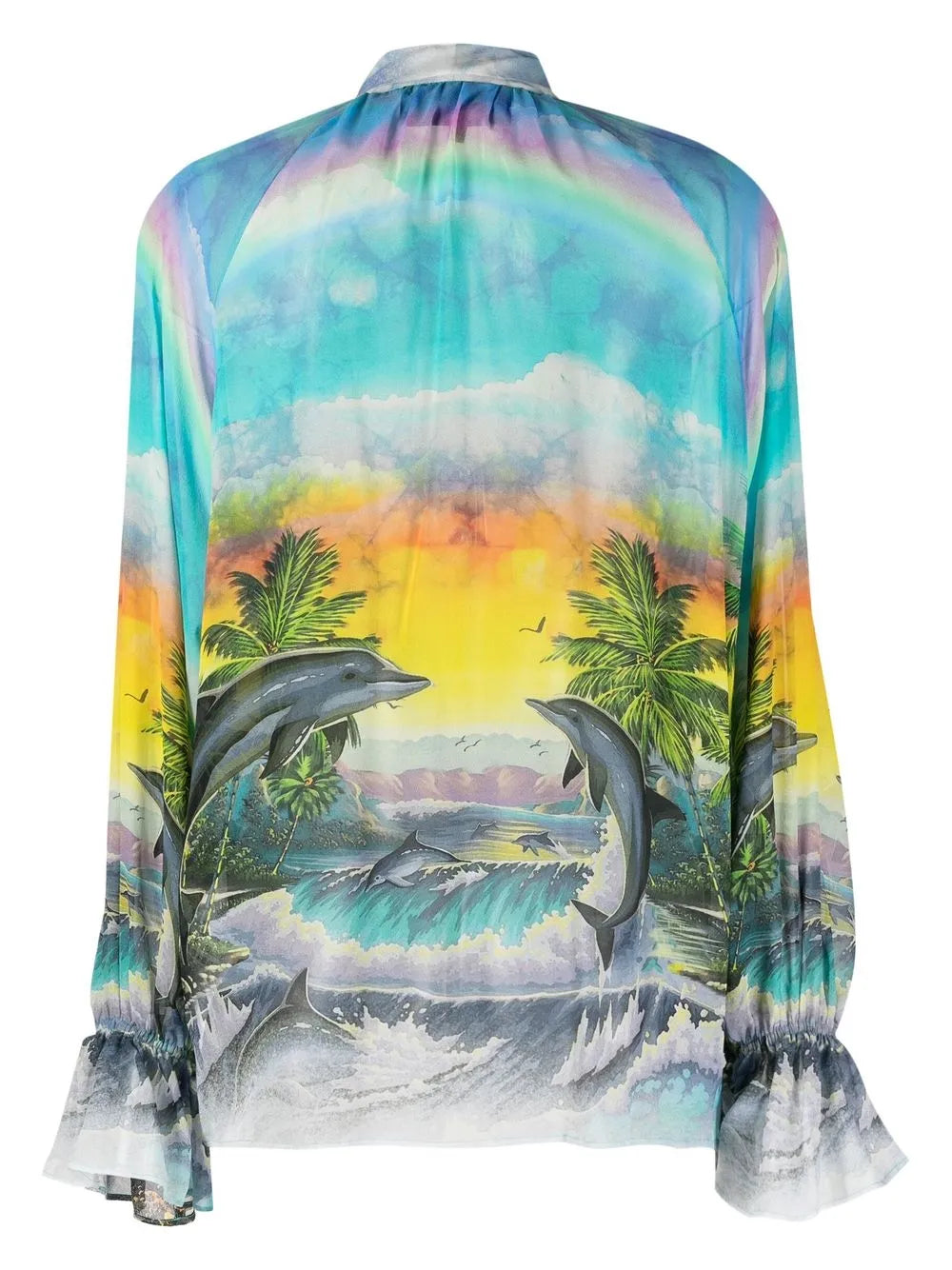 Hawaii-Print Chiffon Shirt
