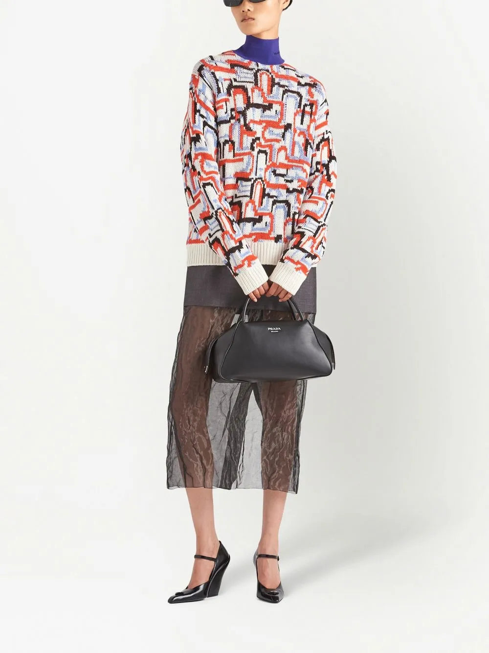 Abstract-Pattern Knitted Jumper