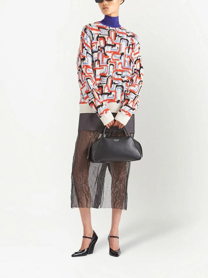 Abstract-Pattern Knitted Jumper