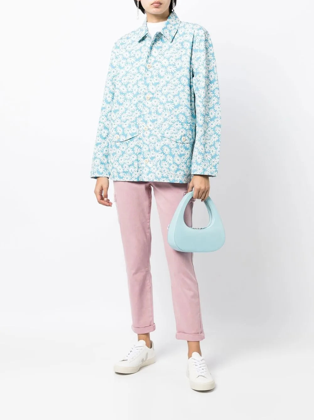 Floral-Print Canvas Chore Jacket