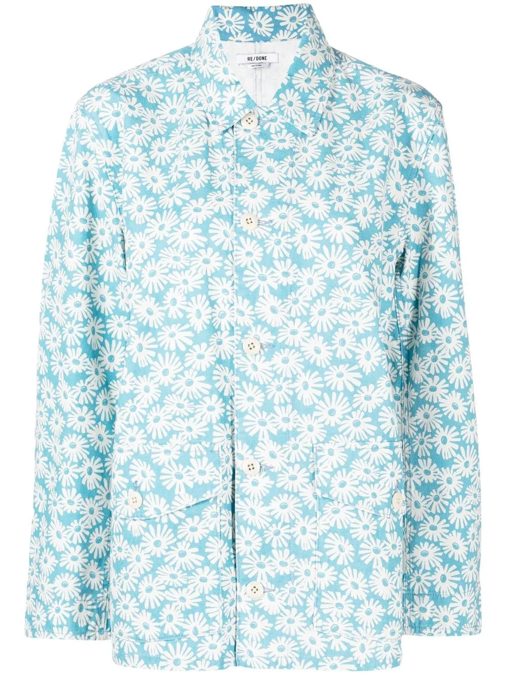 Floral-Print Canvas Chore Jacket