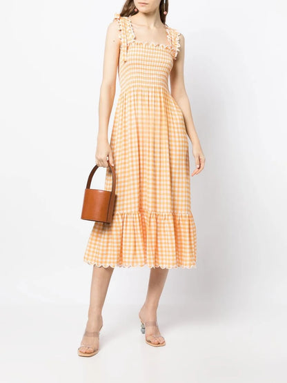 Bow-Detail Gingham Dress