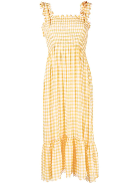 Bow-Detail Gingham Dress
