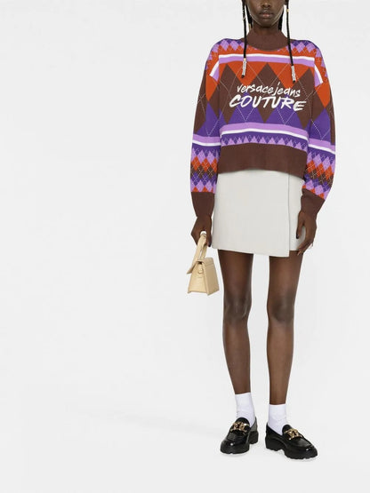 Argyle-Knit Logo-Embroidered Jumper