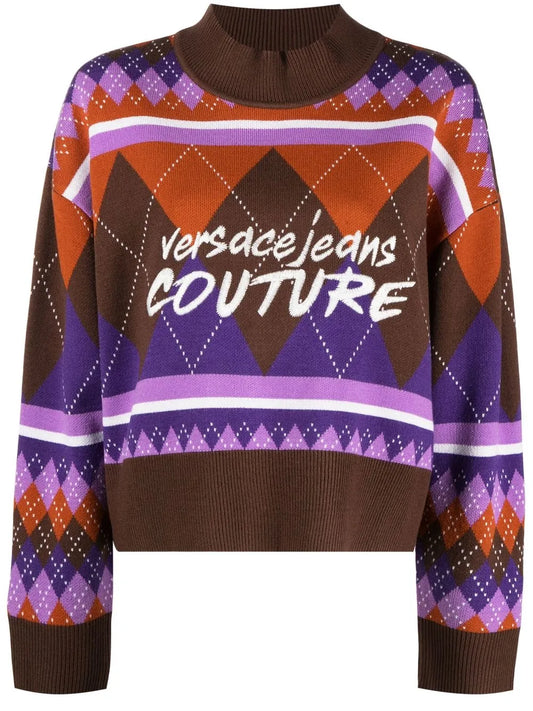 Argyle-Knit Logo-Embroidered Jumper