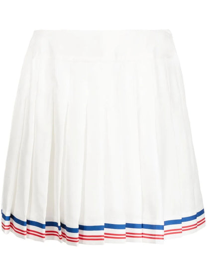 Pleated Striped-Border Skirt