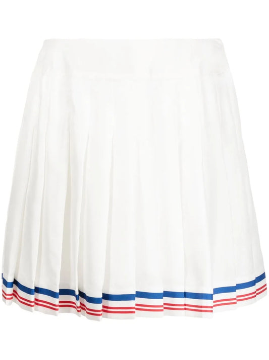 Pleated Striped-Border Skirt