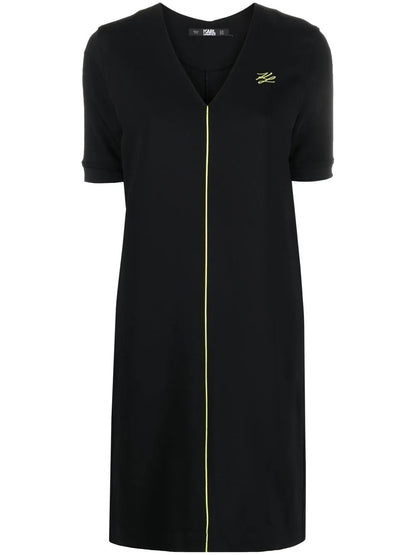 Logo-Embroidered V-Neck Mini Dress