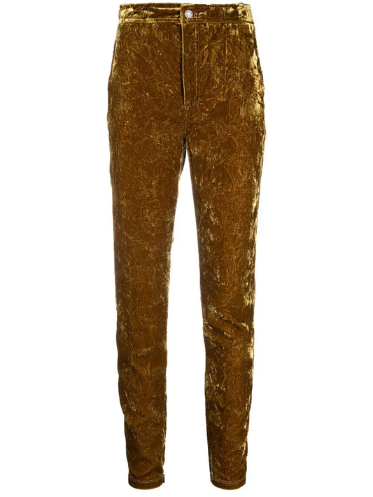 Velvet-Effect Slim-Cut Trousers