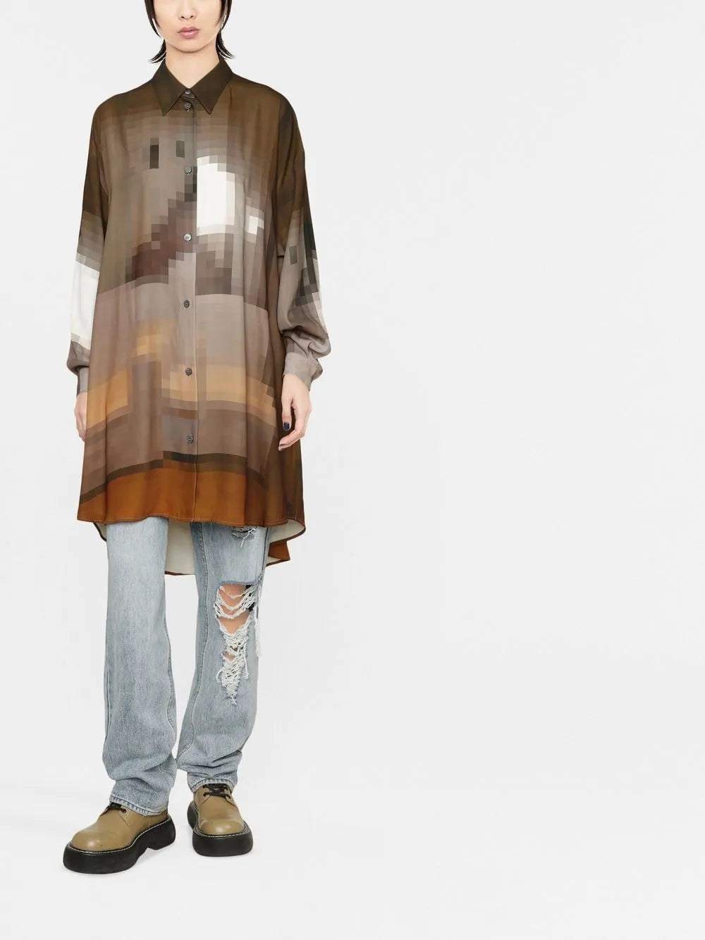 Graphic-Print Shirt Dress