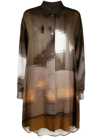 Graphic-Print Shirt Dress