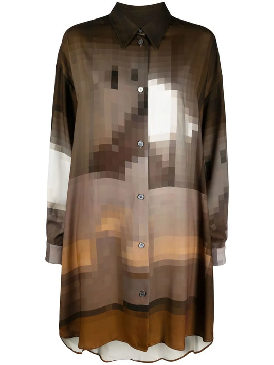 Graphic-Print Shirt Dress