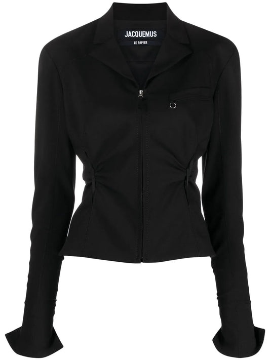 Neru Cut-Out Zip-Up Fitted Jacket