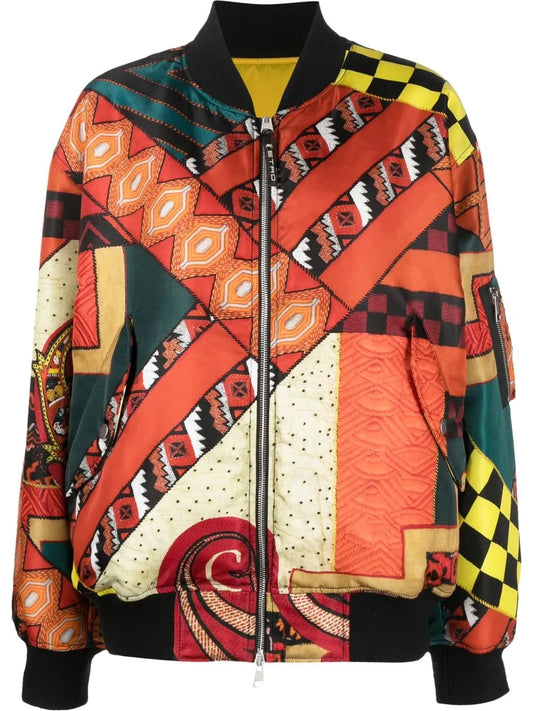 Patchwork Reversible Bomber Jacket