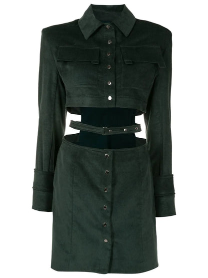 Corduroy Cut-Out Dress