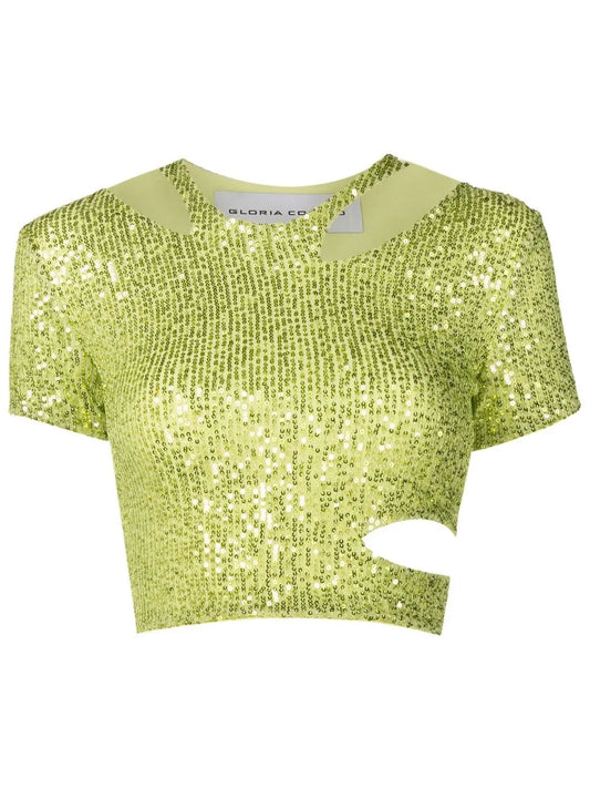 Sequin-Embellished Cropped Top