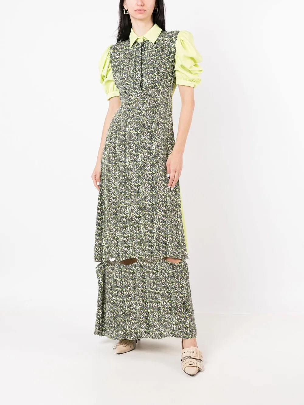 Abstract-Print Panelled Dress