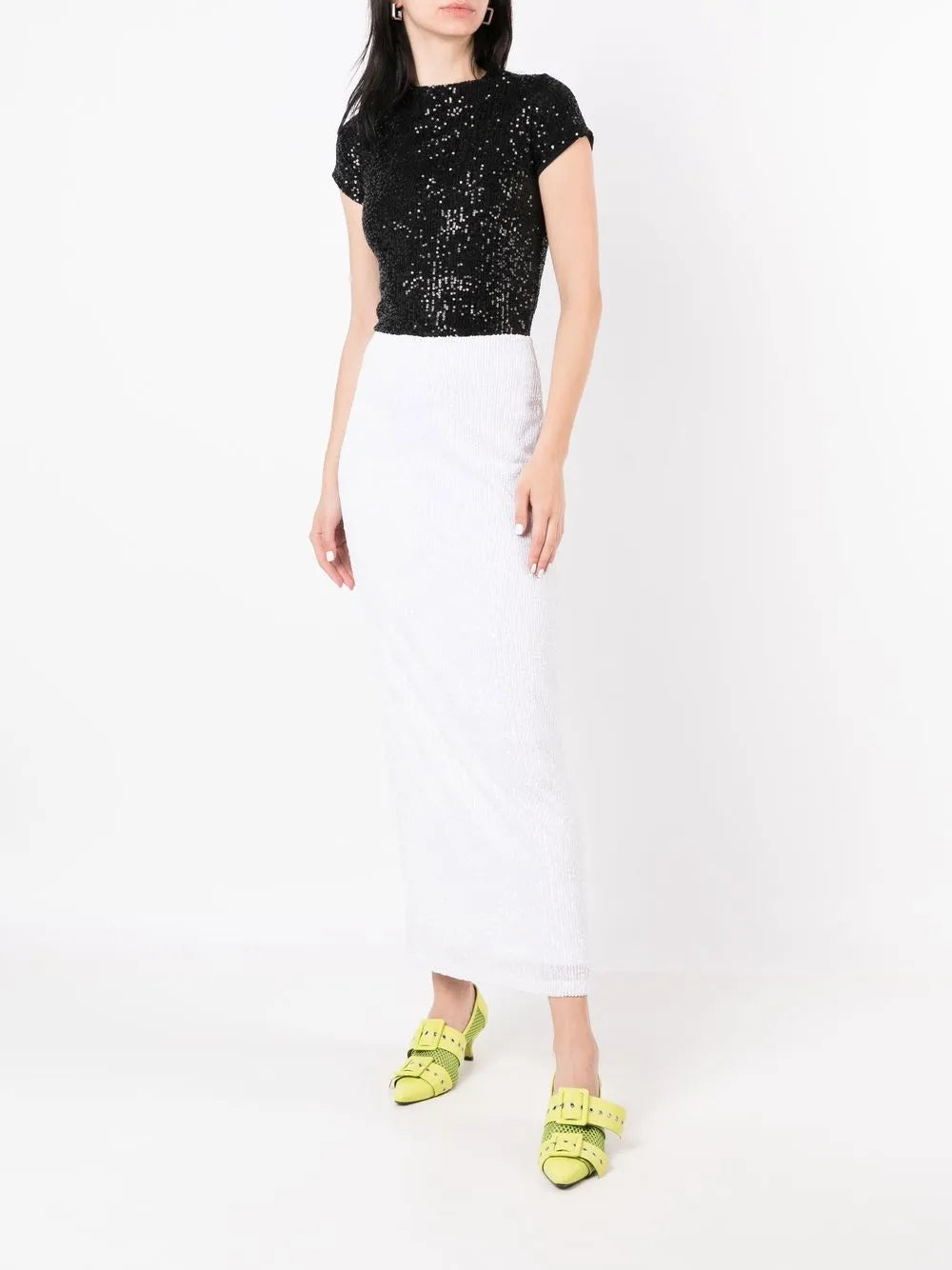 Sequin-Embellished Midi Skirt