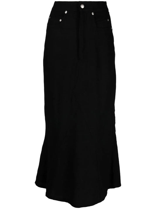 High-Waisted Wool Midi Skirt