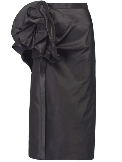 Moiré-Effect Ruffled Midi Skirt