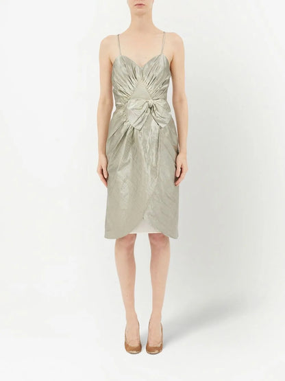 Bow-Detail Lurex Midi Dress